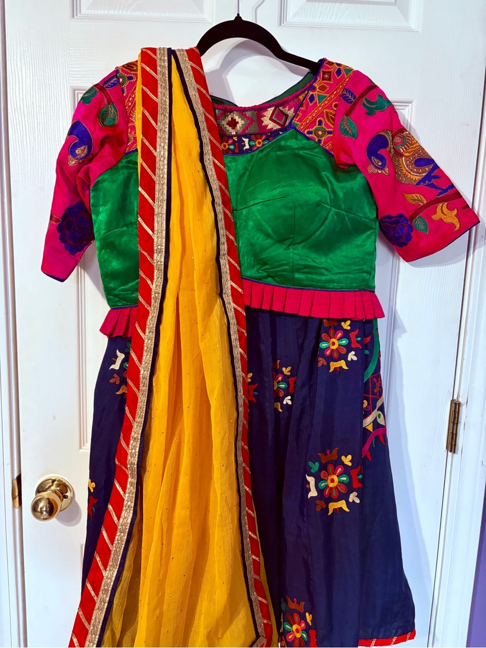 NavyBlue Desginer Chanyia Choli set with yellow dupptta Embroidered Navatri Gar
